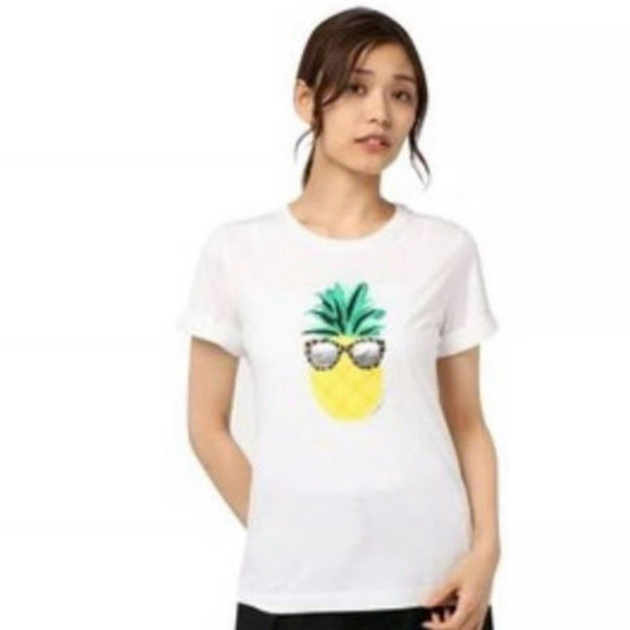 Kate Spade Pineapple Tee Medium 100% Cotton - Picture 1 of 5